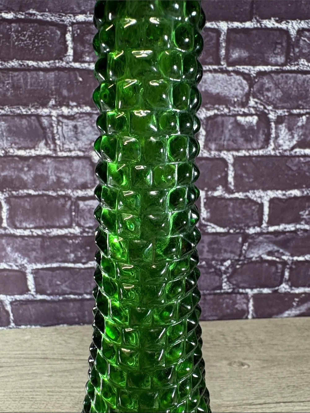 Vintage Green Diamond Glass Genie Bottle